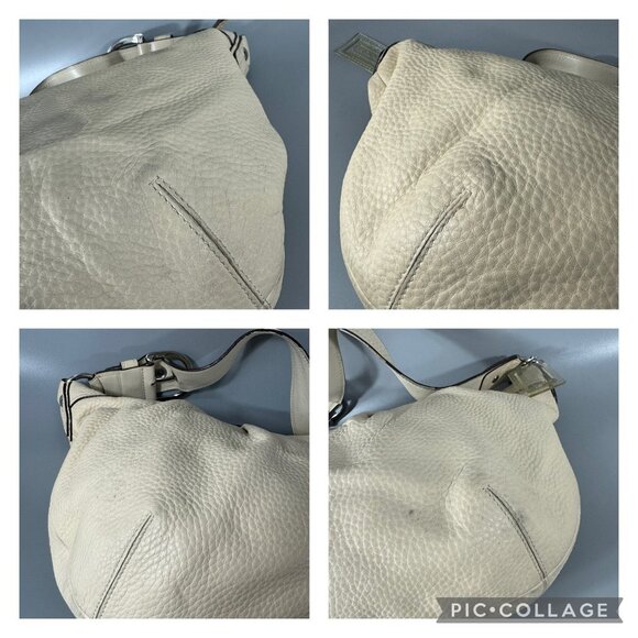 Coach F13731 Soho Pleated Ivory Pebbled Leather Hobo Shoulder Bag - Picture 12 of 13
